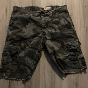 Grey camo cargo shorts